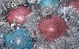 новый год, шары, зима, шарики, блеск, розовые, голубые, праздник, рождество, мишура, серебристая