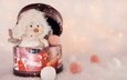 снег, новый год, игрушка, снеговик, шарики, праздник, рождество, коробка, шапочка, мех, фигурка, шарфик