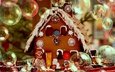 снег, новый год, зима, пузыри, дом, домик, окна, праздник, рождество, печенье, десерт, мыльные пузыри, крем