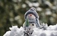снег, новый год, зима, улыбка, игрушка, снеговик, шапка, праздник, рождество, шишки, ёлочка, фигурка, шарф