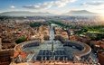 панорама, город, италия, европа, рим, площадь, ватикан