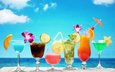 небо, напиток, море, пляж, лето, фрукты, коктейль, коктейли, тропики