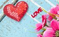 цветы, фон, сердце, любовь, подарок, праздник, день святого валентина