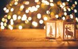 фонари, свечи, новый год, фон, праздник, рождество, гирлянда