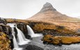 горы, гора, водопад, исландия, viktor hanacek, гора киркьюфетль, полуостров снайфедльснес