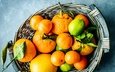 фон, фрукты, апельсины, лайм, корзинка, мандарины, лимоны, разные, ассорти, цитрусовые