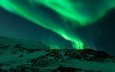 горы, снег, сияние, aurora borealis, норвегии, полярное сияние
