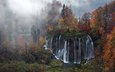 лес, водопад, ландшафт, опадают, изморось, на природе, хорватии, plitvice lakes national park, plitvice national park