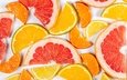 макро, фрукты, лимон, апельсин, дольки, цитрусы, грейпфрут