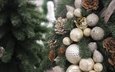 новый год, елка, шары, хвоя, зима, ветки, шарики, игрушки, праздник, рождество, шишки, нарядная, ёлочка