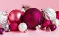новый год, шары, зима, шарики, орнамент, игрушки, розовые, белые, праздник, рождество, маленькие