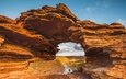 скала, австралия, арка, национальный парк калбарри, kalbarri national park coastal cliffs