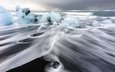 природа, берег, море, лёд, исландия, выдержка