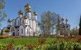 цветы, храм, россия, купола, колокольня, переславль-залесский, никольский собор, свято-никольский монастырь