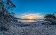 берег, пейзаж, море, пляж, freycinet national park, sunset tasmania