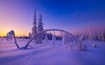 снег, закат, зима, пейзаж, сугробы, заснеженные деревья, winter in finland