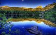 деревья, озеро, горы, камни, отражение, пейзаж, rocky mountain national park, bear lake
