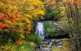 деревья, природа, лес, пейзаж, ручей, водопад, осень, речка, краски осени, осенние листья, great smoky mountain national park