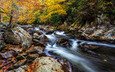 деревья, река, природа, камни, лес, пейзаж, ручей, осень, речка, краски осени, осенние листья, great smoky mountain national park