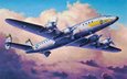 арт, авиация, живопись, самолетик, lockheed c-121c constellation