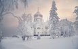деревья, снег, храм, зима, россия, церковь, сугробы, пермский край