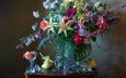 цветы, стиль, букет, ягоды, ваза, натюрморт, смородина, груши
