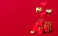 любовь • романтика • сердце • подарки • сердечки • red • golden • love • happy • romantic • hearts • открытка • 14 февраля • valentine's day • день святого валентина • rendering • decoration • 3d • gift boxes