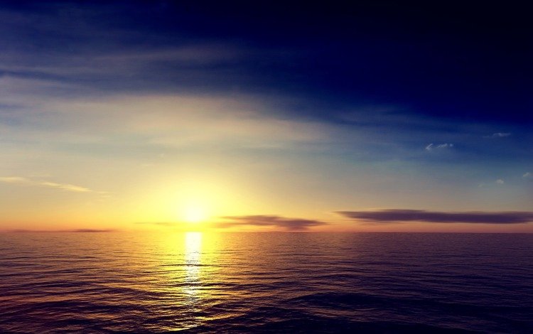 небо, солнце, море, утро, горизонт, the sky, the sun, sea, morning, horizon