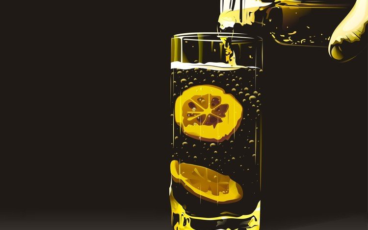 вектор, лимон, стакан, vector, lemon, glass