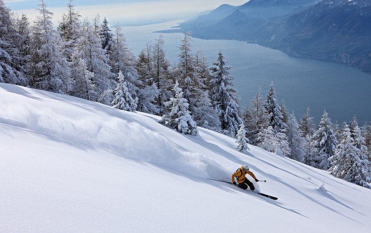 снег, спуск, лыжник, лыжи, экстрим, snow, the descent, skier, ski, extreme