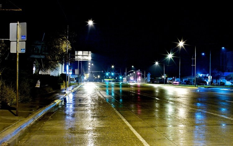 дорога, ночь, дождь, glasgow at night, под дождём, road, night, rain, in the rain