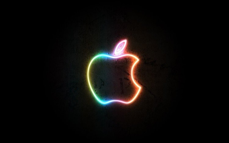 неон, черный, логотип, эппл, neon, black, logo, apple
