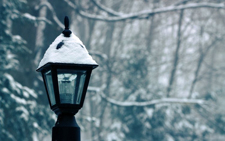 снег, зима, фонарь, лампочка, snow, winter, lantern, light bulb
