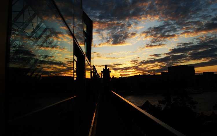 вечер, закат, мост, the evening, sunset, bridge