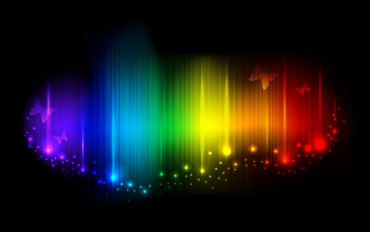 радуга, бабочки, спектр, искорки, rainbow, butterfly, range, sparks