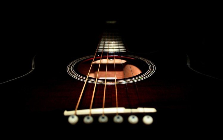 гитара, черный, струны, guitar, black, strings