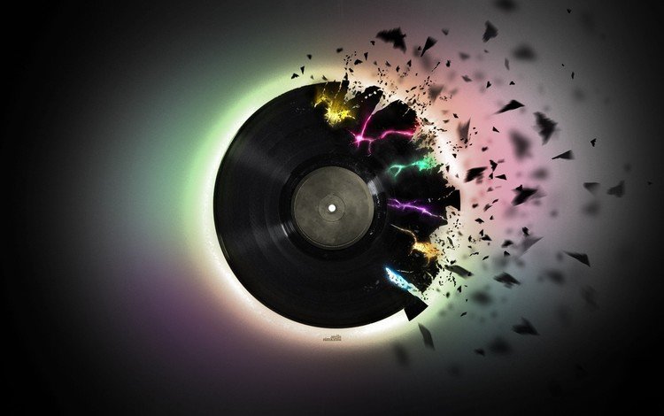 музыка, черный, винил, куски, пластинка, music, black, vinyl, pieces, record