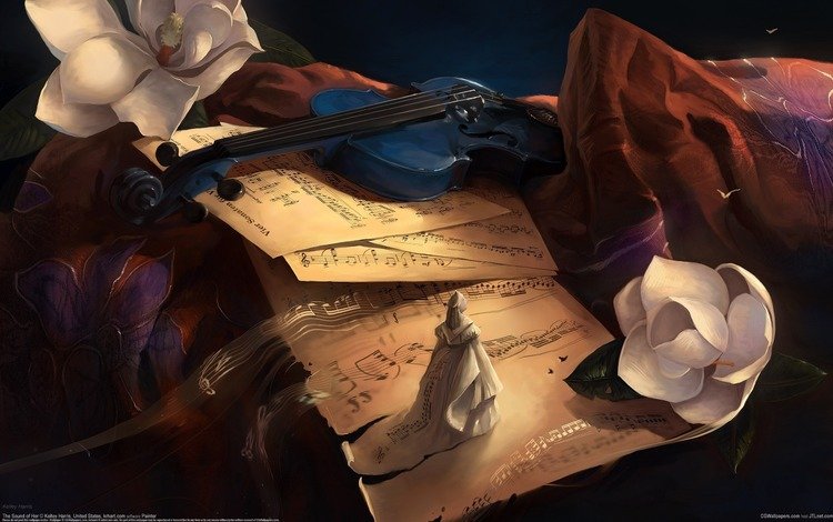 ноты, скрипка, музыка, the sound of her, статуэтка, notes, violin, music, figurine