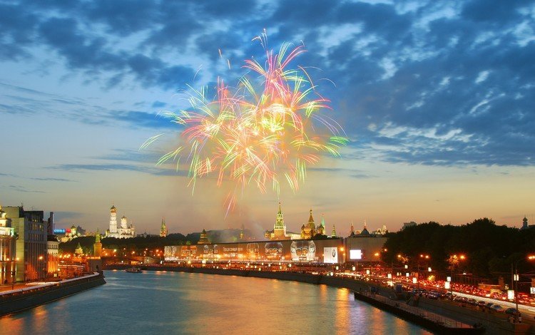 река, москва, салют, кремль, river, moscow, salute, the kremlin
