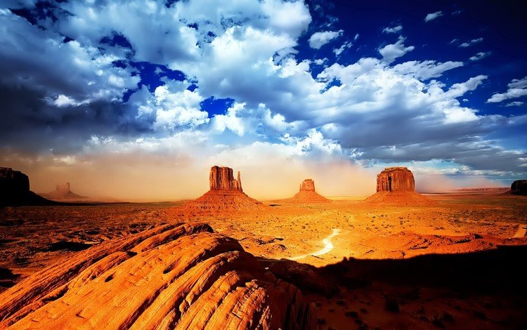 облака, скалы, пустыня, clouds, rocks, desert