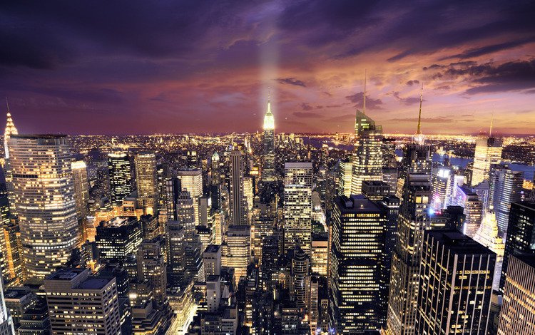 небо, дома, свет, нью-йорк, облака, дороги, ночь, огни, фото, америка, небоскребы, the sky, home, light, new york, clouds, road, night, lights, photo, america, skyscrapers