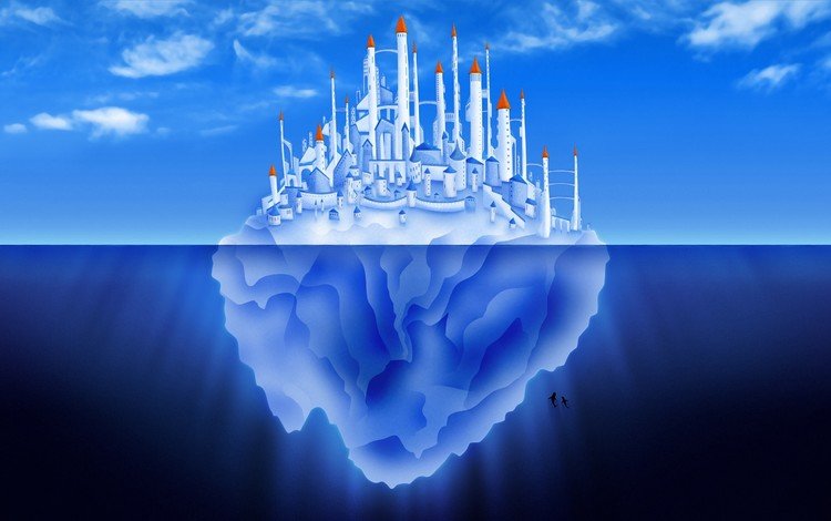 синий, вектор, город, айсберг, blue, vector, the city, iceberg