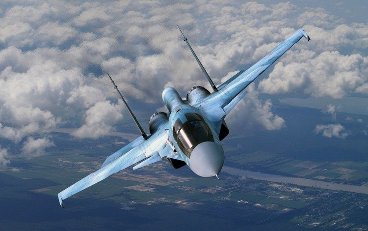 небо, истребитель су-34, фронтовой бомбардировщик, the sky, the su-34, bomber