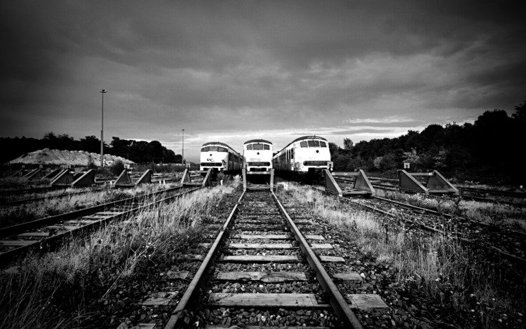 железная дорога, рельсы, жд пути, поезда, чёрно-белое, railroad, rails, railway tracks, trains, black and white