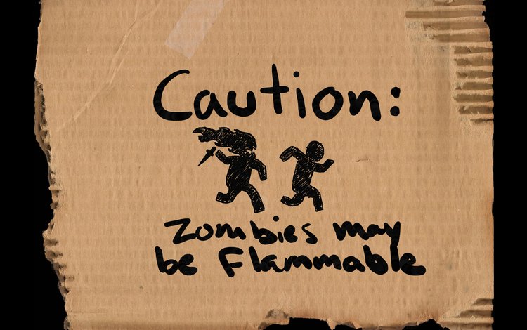 зомби, предупреждение, картон, осторожность, may be, flammable, zombies, warning, cardboard, caution