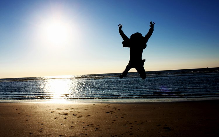 море, пляж, радость, прыжок, штиль, отдых, позитив, sea, beach, joy, jump, calm, stay, positive