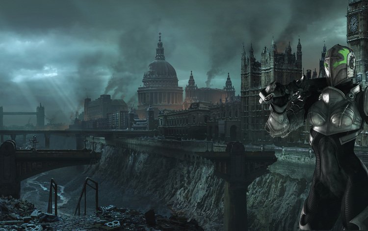 лондон, игра, разрушения, hellgate, панорма, london, the game, destruction, panorama