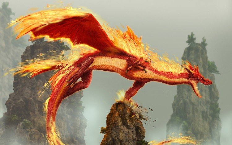 скалы, дракон, огонь, dragon blade wrath of fire, rocks, dragon, fire