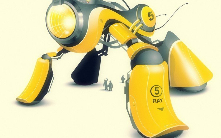 желтый, вектор, робот, yellow, vector, robot