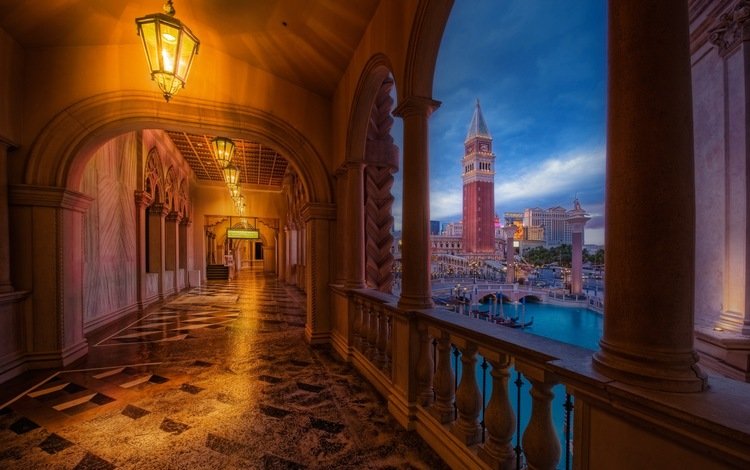 фонари, венеция, балкон, коридор, lights, venice, balcony, corridor